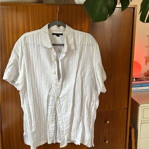 Classic White Linen Button-Up Shirt